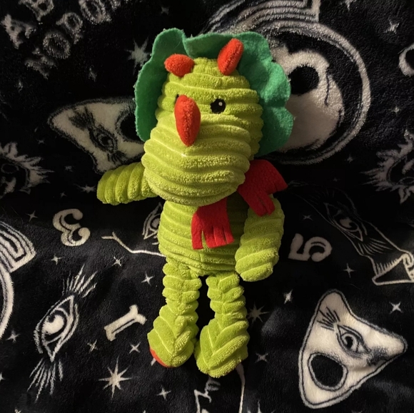 Walmart Other - Walmart Dinosaur Triceratops Plush Green Ribbed Red Scarf 10” Stuffed Animal Toy